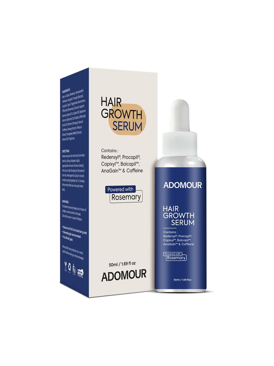 ADOMOUR Hair Growth Serum With Rosemary & Redensyl- 50 ml