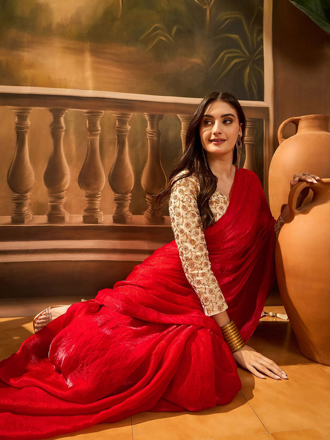 Sangria Embellished Saree With Fully Worked Blouse