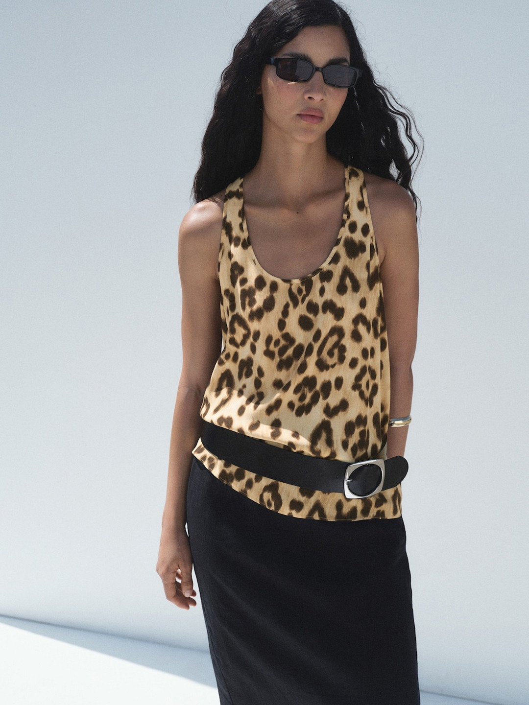 MANGO Animal Print Top