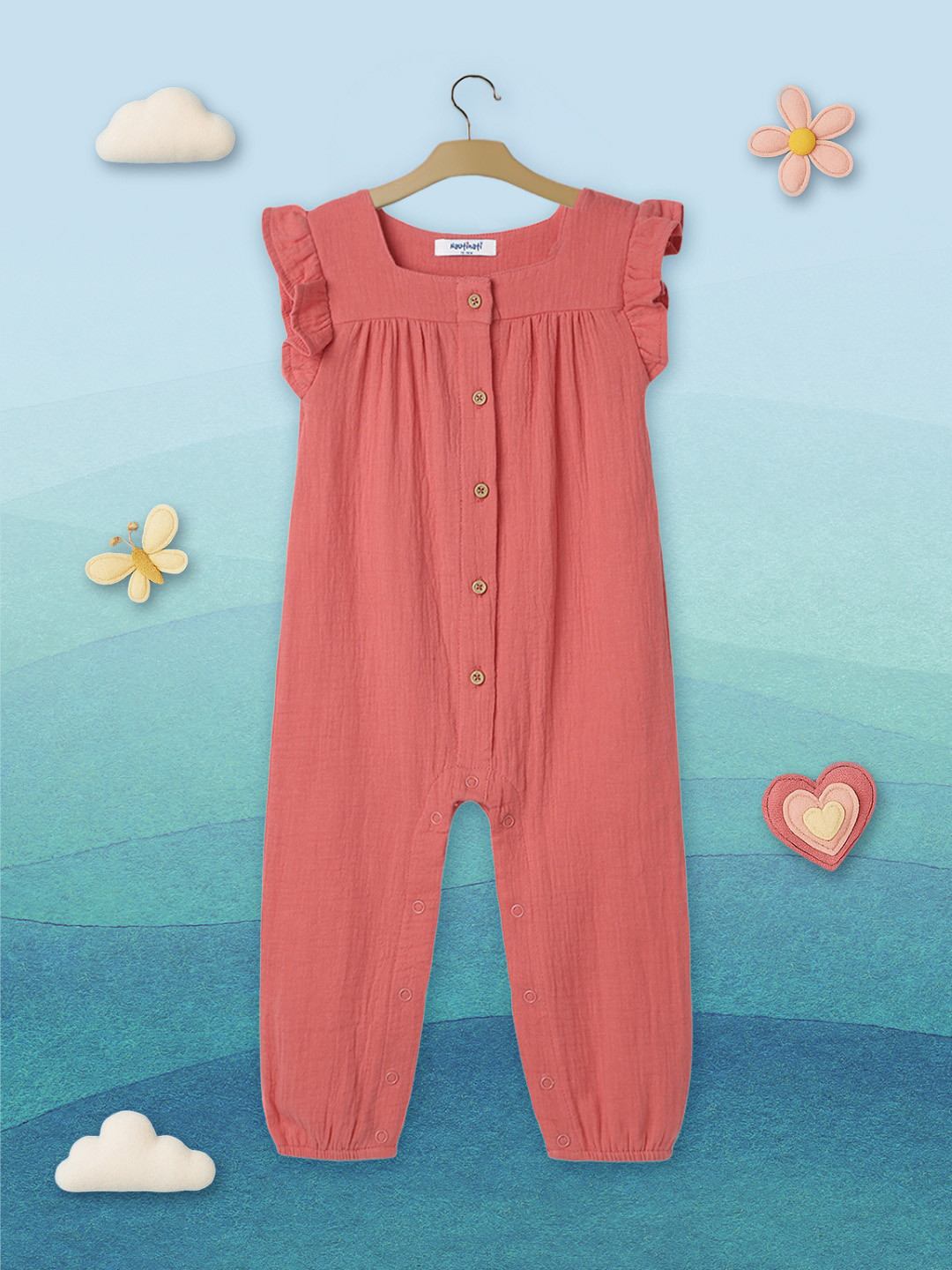Nauti Nati Girls Ruffle Sleeve Rompers