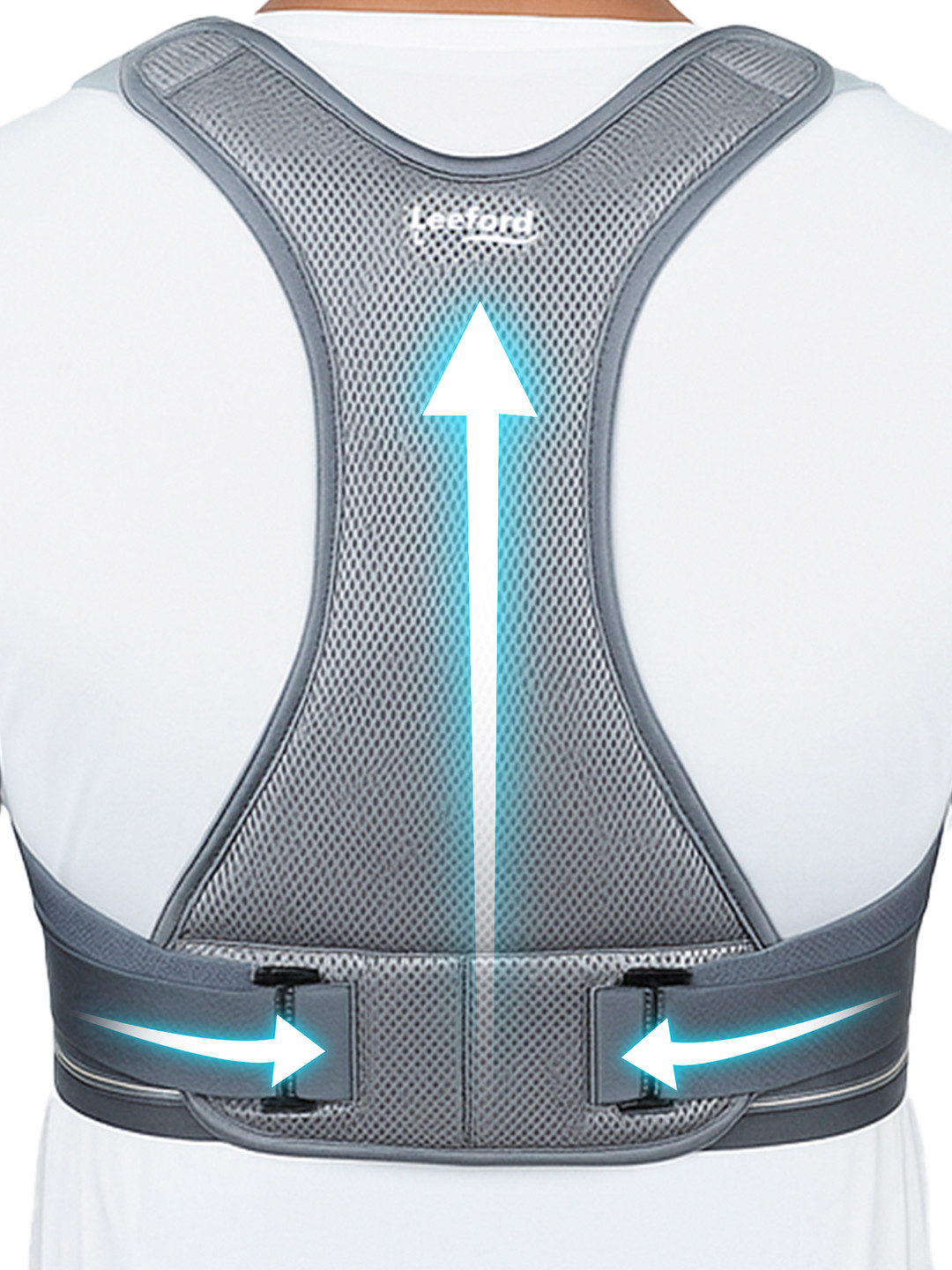 Leeford Lightweight & Breathable Back & Shoulder Support Adjustable Posture Corrector Belt