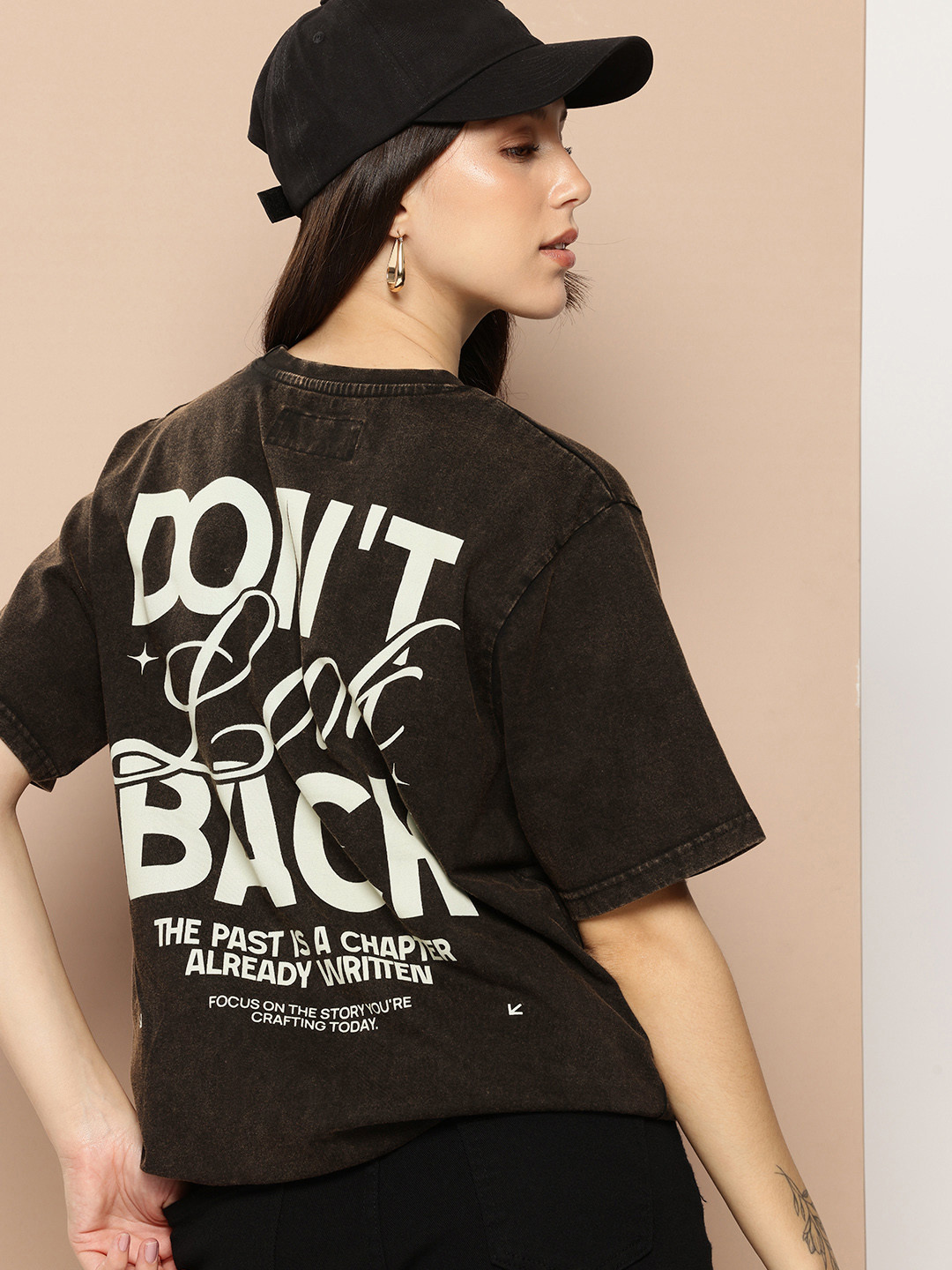 Difference Of Opinion Women's Acid Washed Oversized Printed Tshirt