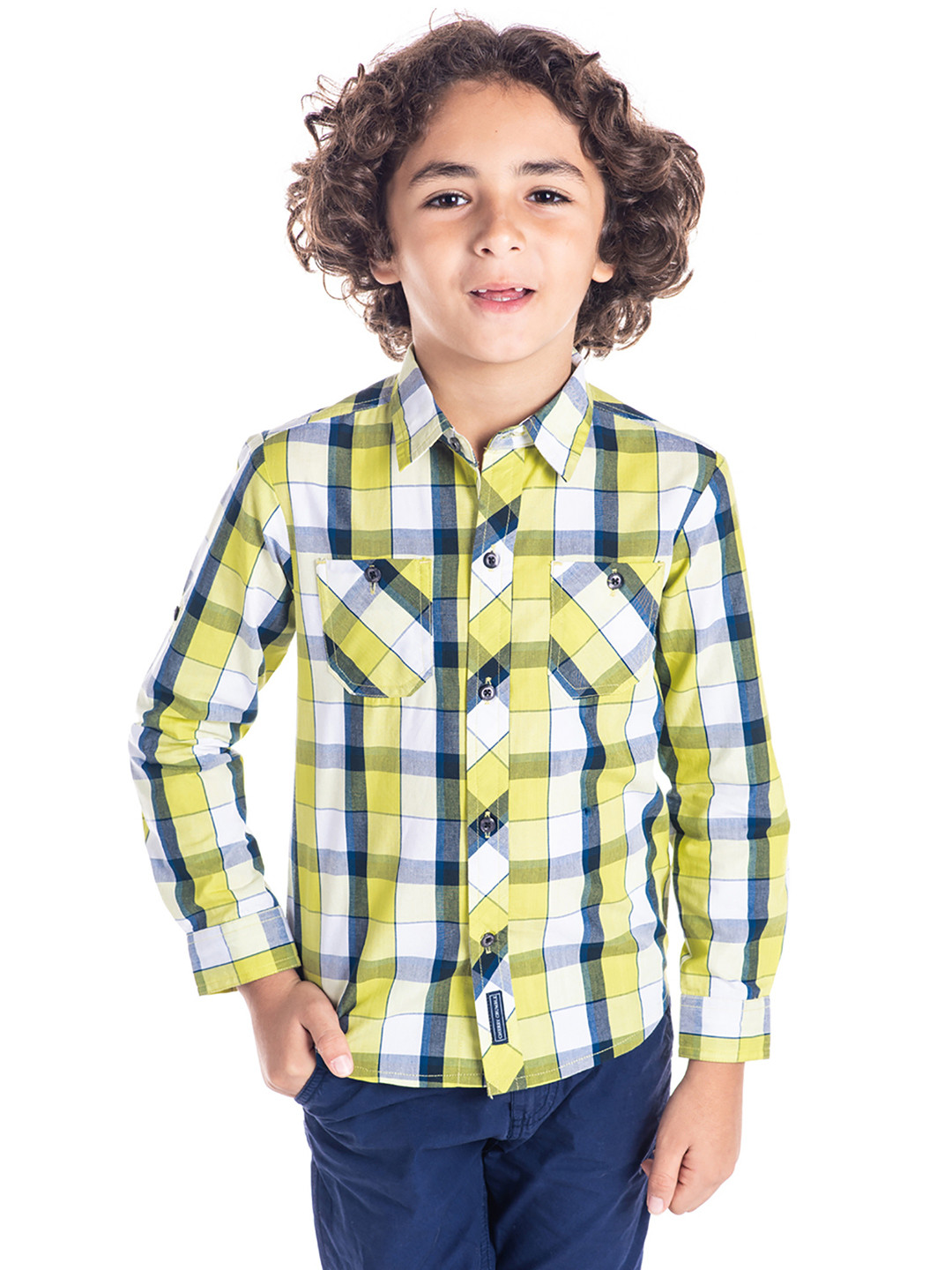 Cherry Crumble Boys Solid Button-Down Collar Cotton Casual Shirt