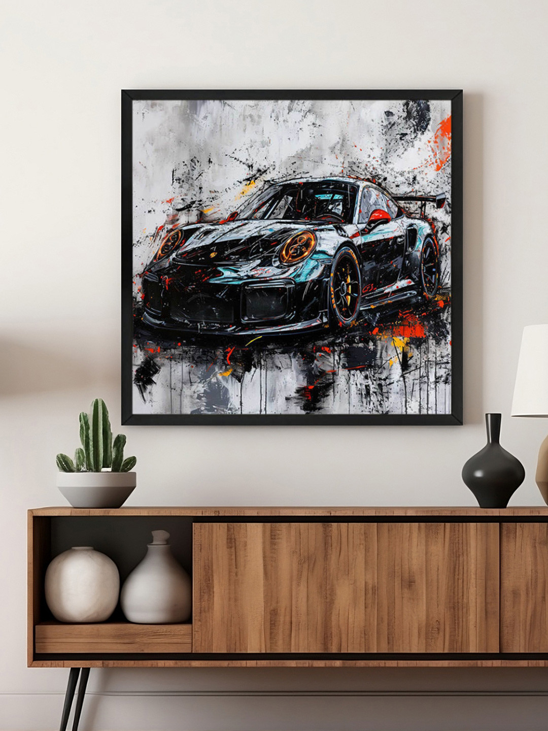 999Store Blue & Orange Sports Car Canvas Wall Art