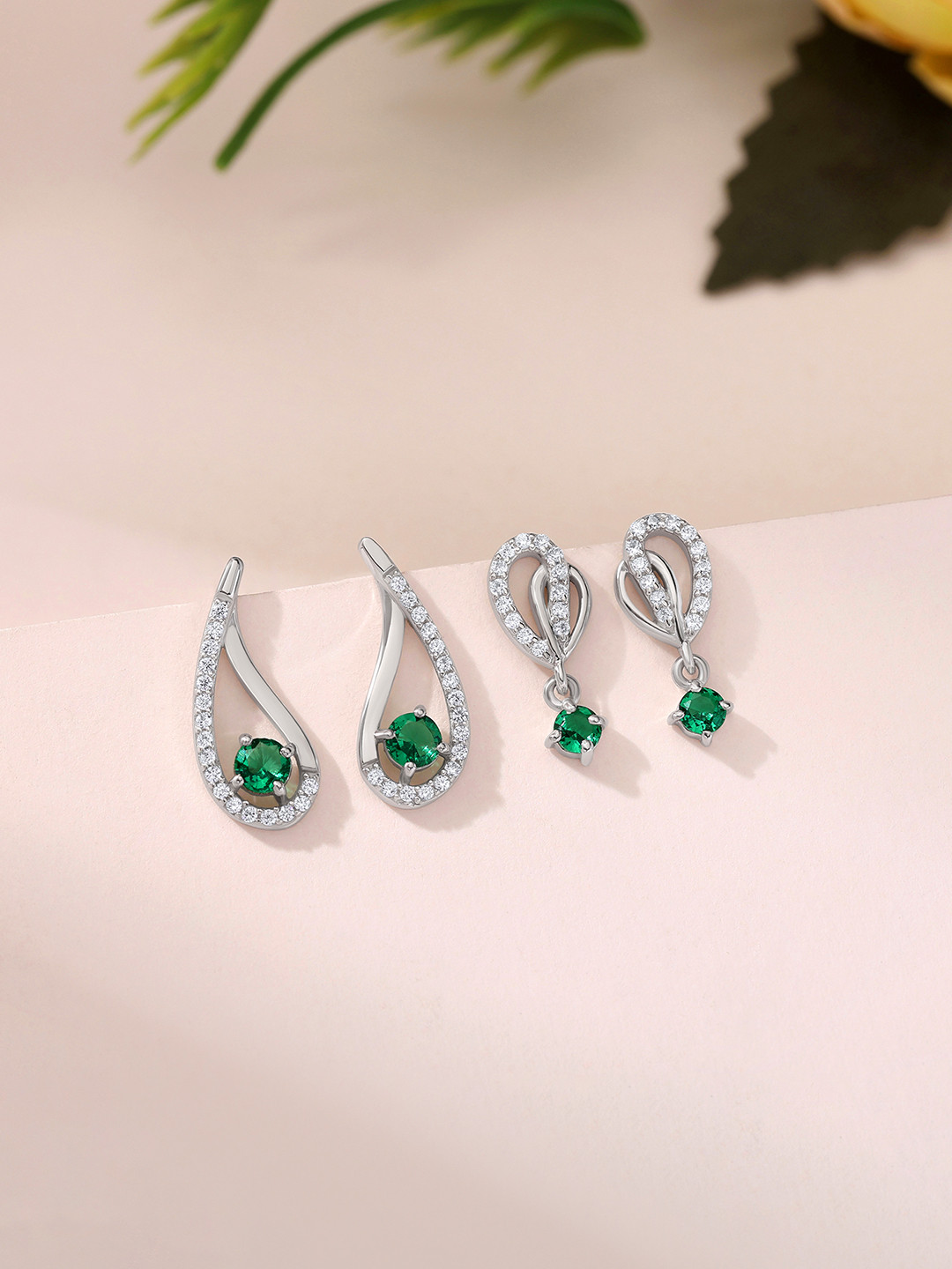 Ornate Jewels 925 Silver Ring & Earring Combo Set