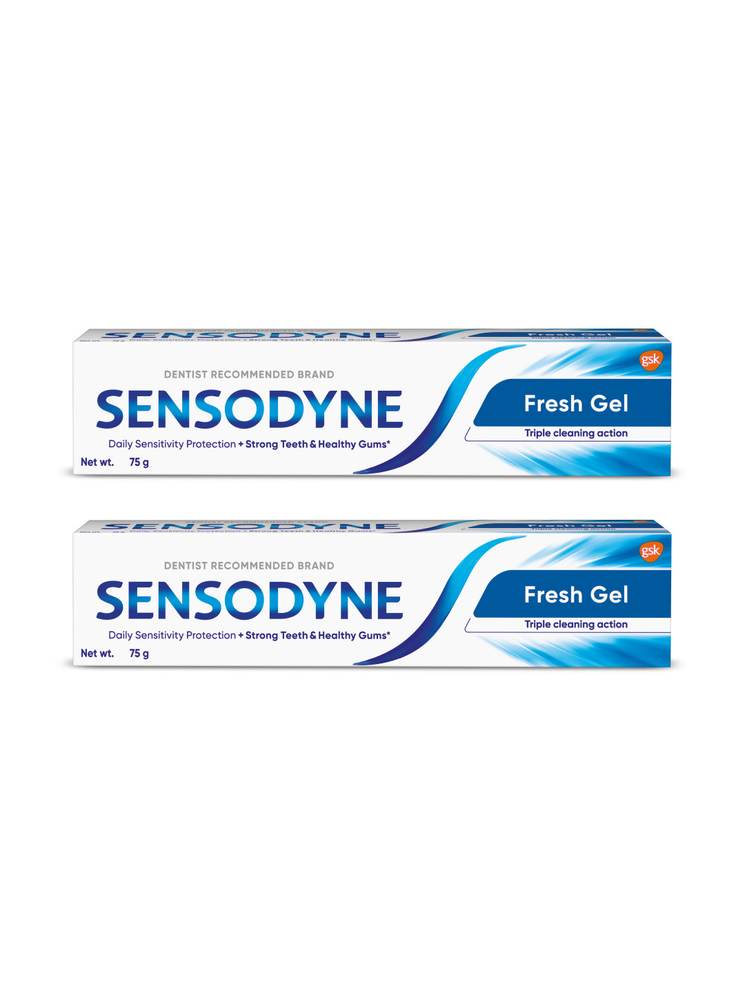 Sensodyne Set of 2 Fresh Gel Toothpaste For Daily Sensitivity Protection - 75 g each