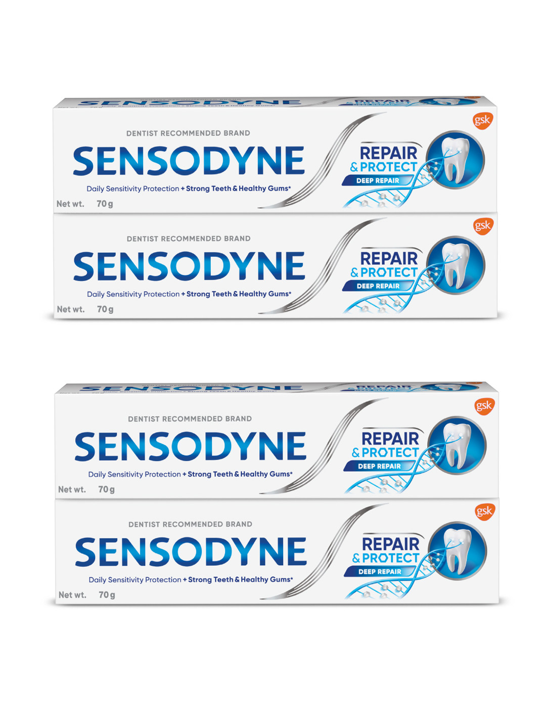 Sensodyne Set of 4 Repair & Protect Toothpaste for Deep Repair - 70 g each