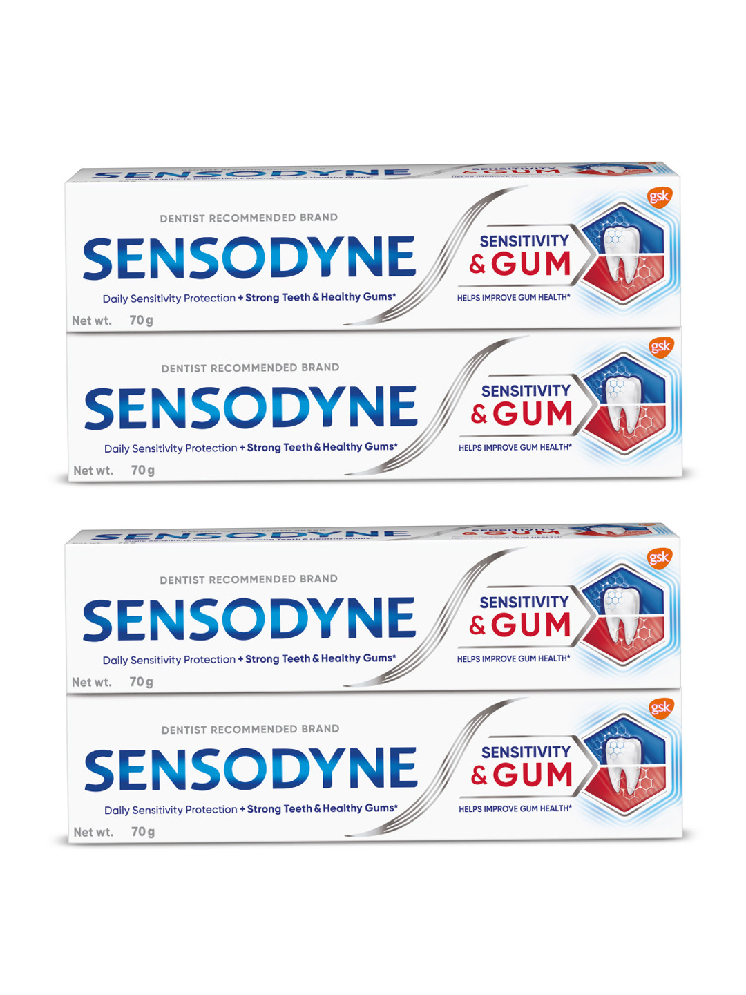 Sensodyne Set Of 4 Sensitivity & Gum Toothpaste For Strong Teeth & Healthy Gums - 70g Each