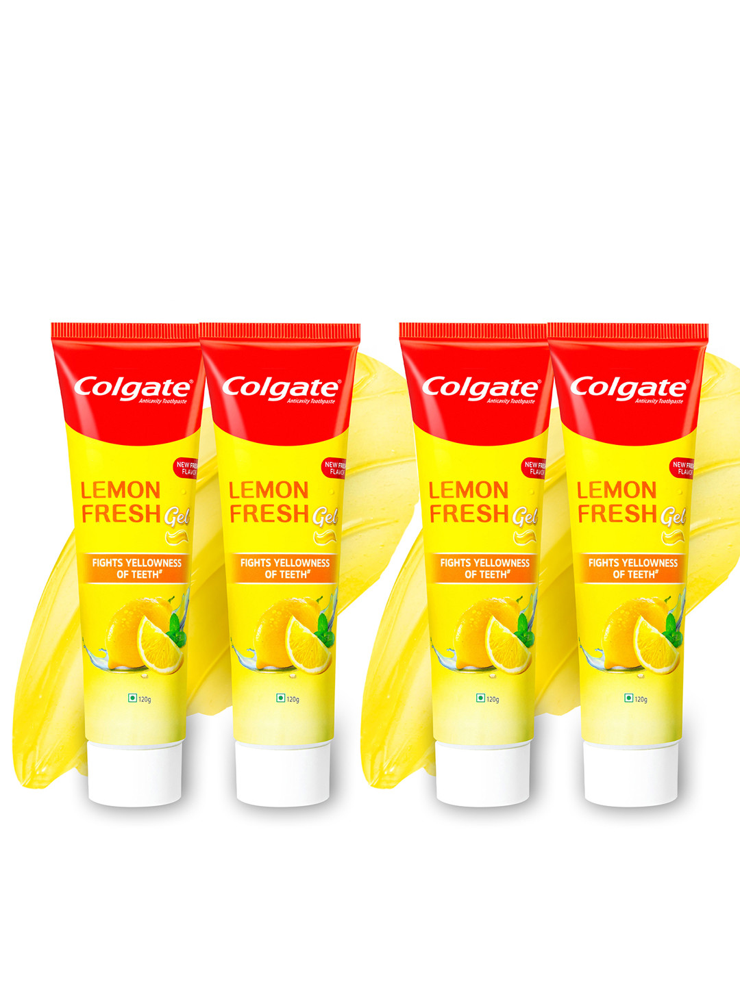 Colgate Set of 4 Lemon Fresh Gel Toothpaste to Fight Yellowness of Teeth - 120g Each
