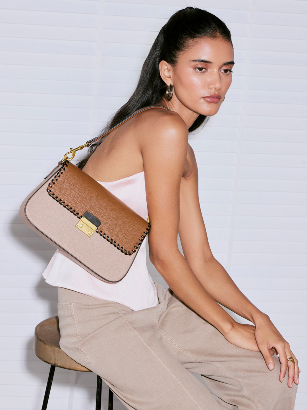 MIRAGGIO Brown Structured Shoulder Bag