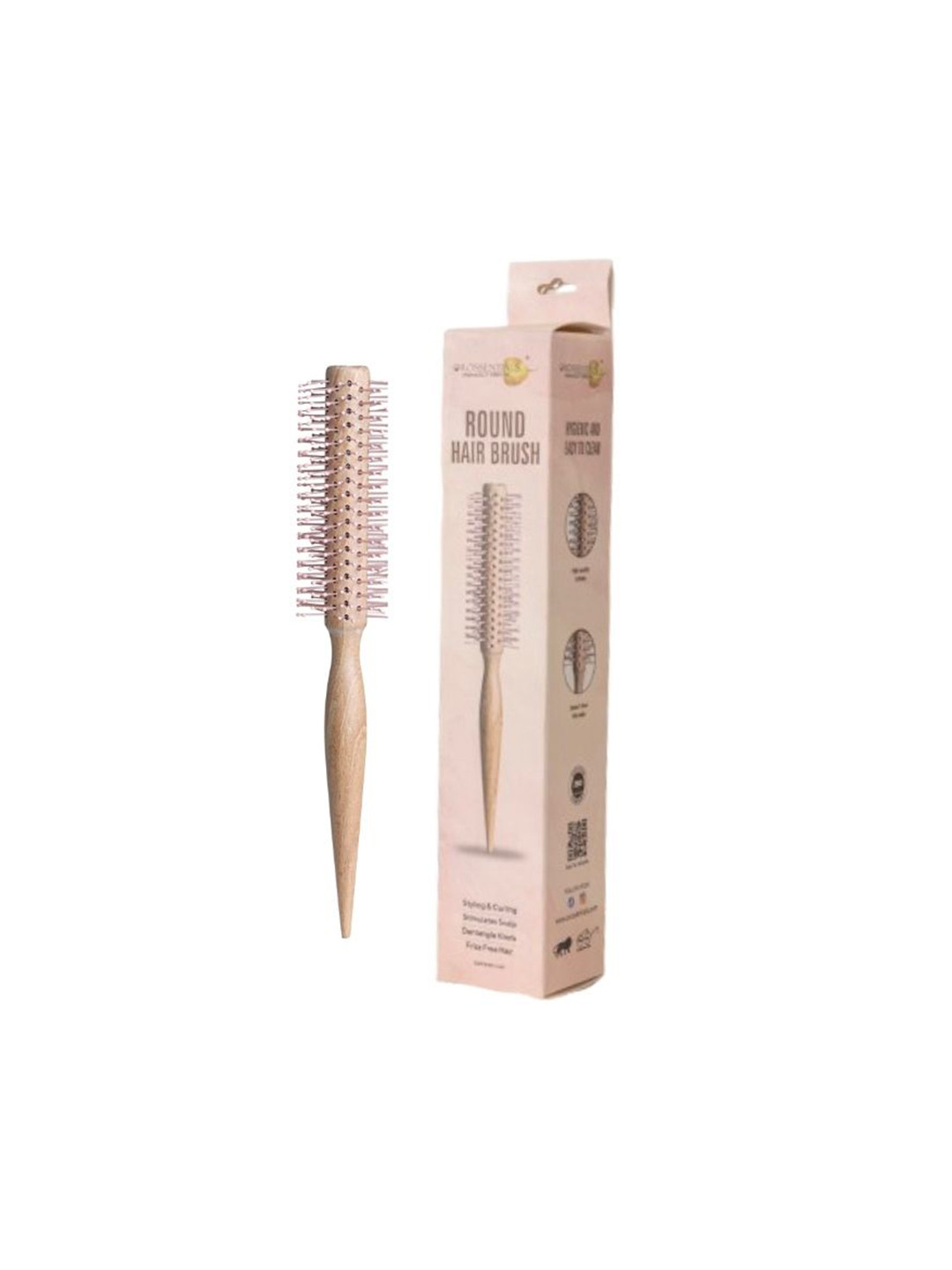 OROSSENTIALS Wooden Round Hair Brush - Pink