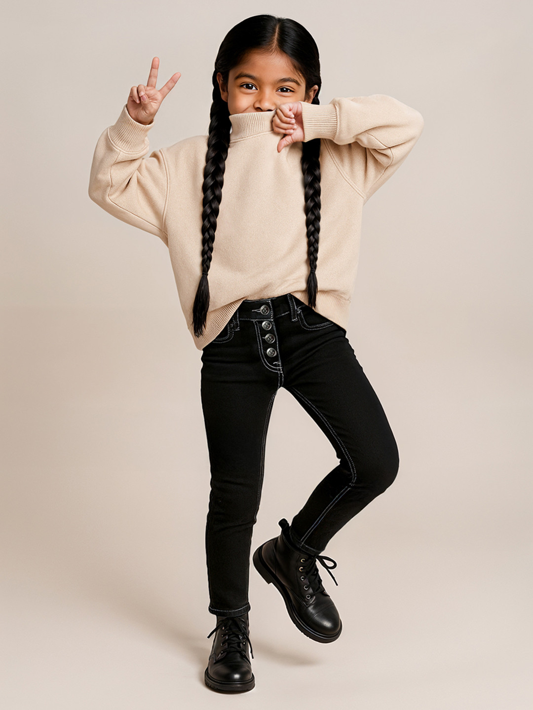 TALES & STORIES Black Cotton Jeans