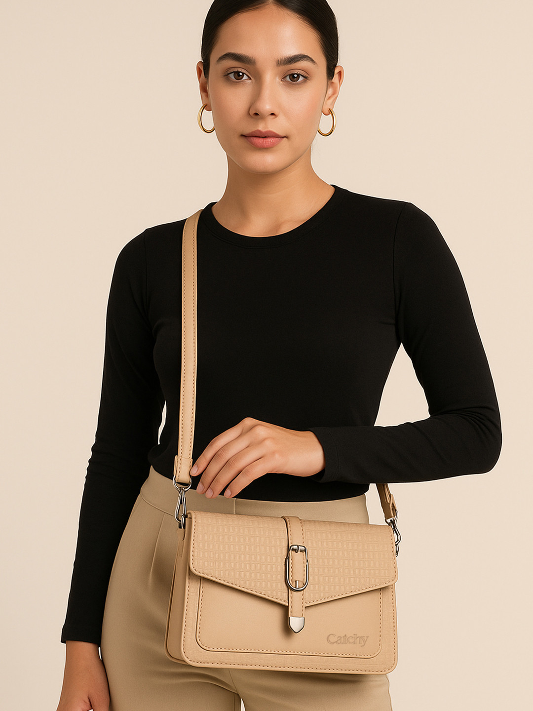 CATCHY Textured Structured Sling Bag