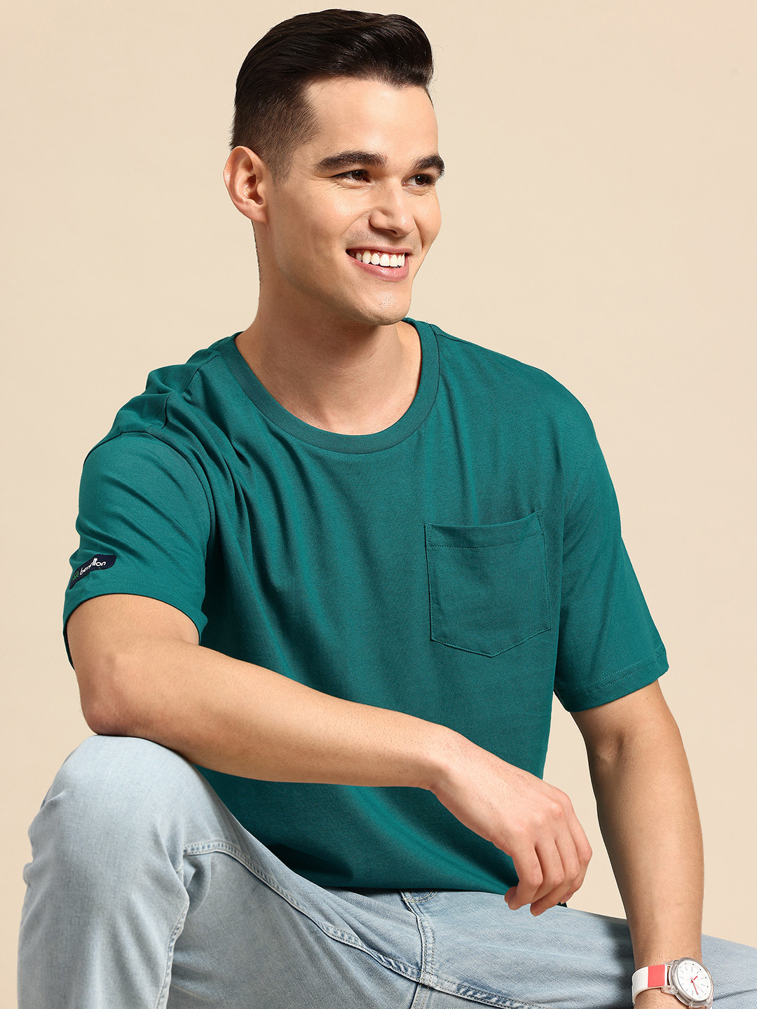 United Colors of Benetton Drop-Shoulder Sleeves Pure Cotton Relaxed Fit T-shirt