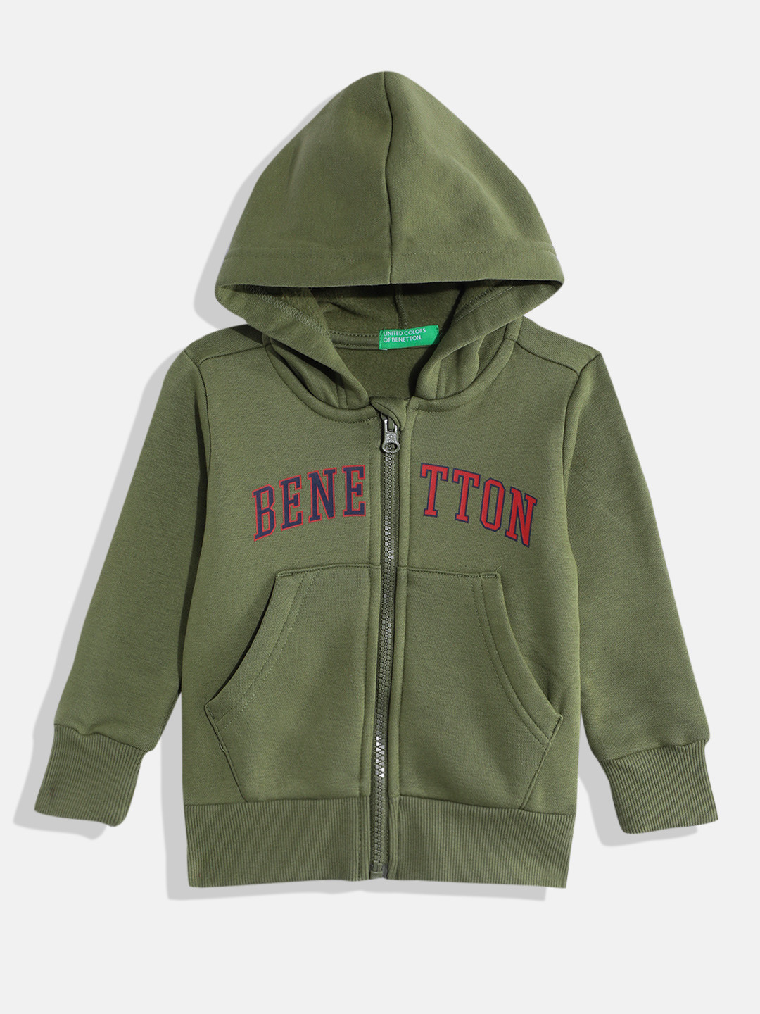 United Colors of Benetton Boys Brand Logo Printed Hooded Sweatshirt