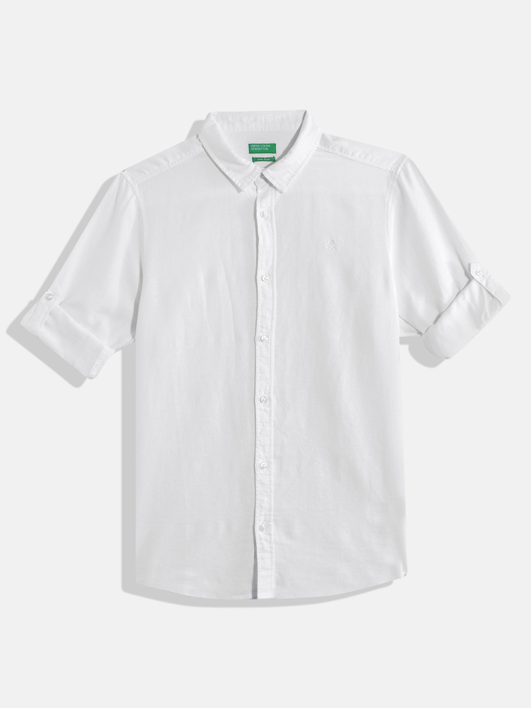 United Colors of Benetton Boys Solid Cotton Linen Shirt