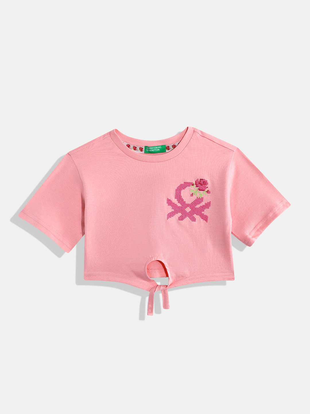 United Colors of Benetton Brand Logo Embroidered Pure Cotton Top