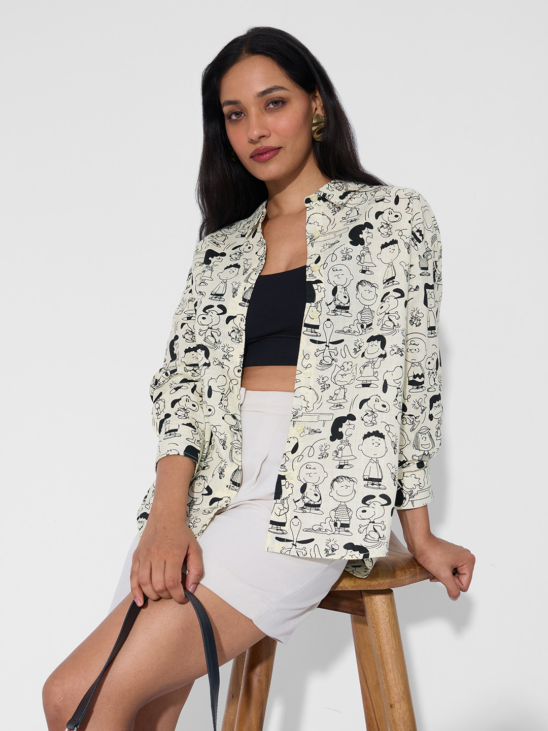 The Souled Store Peanuts Printed Long Sleeves Cotton Shirt