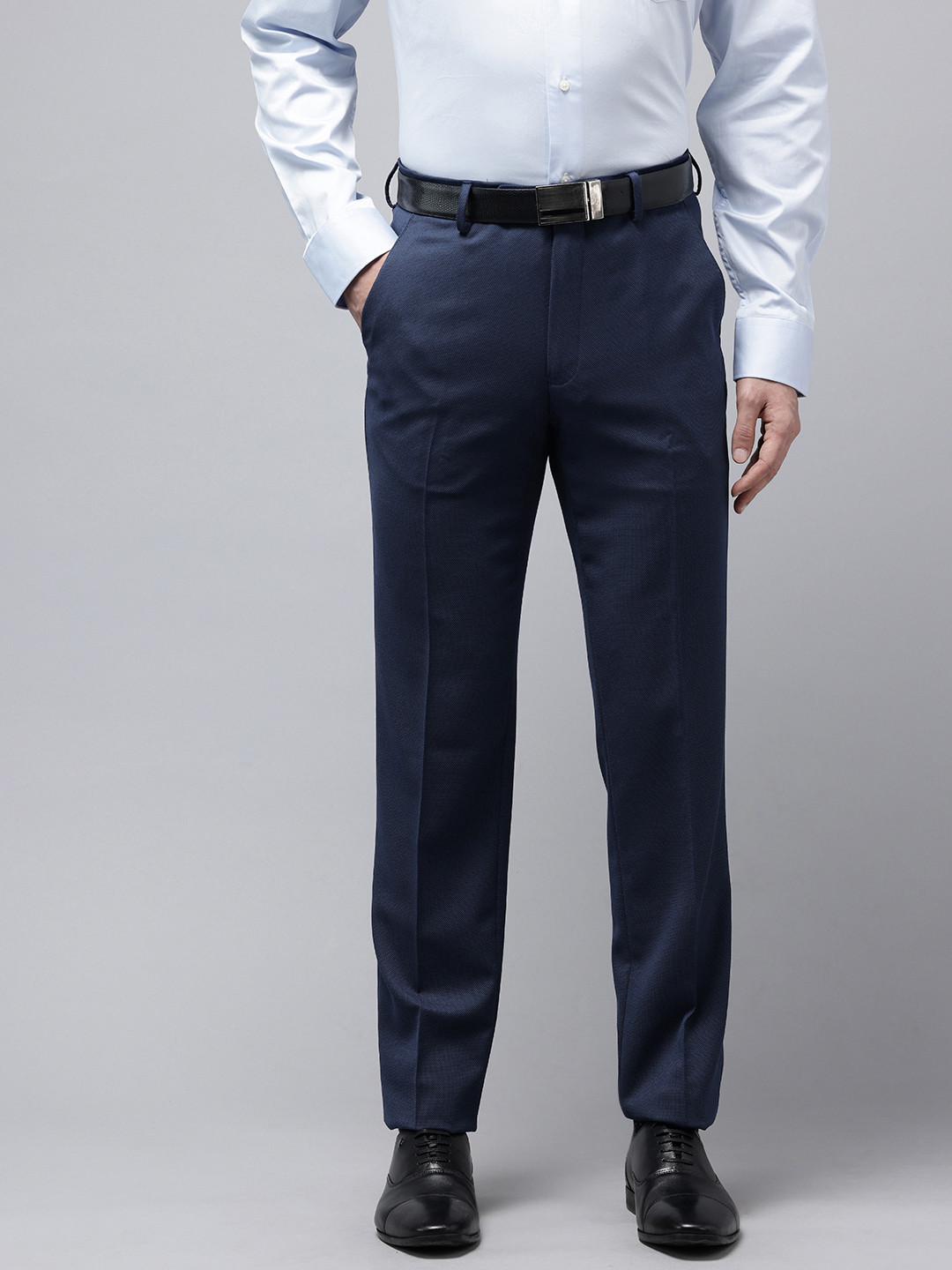 Van Heusen Men Textured Slim Fit Formal Trousers