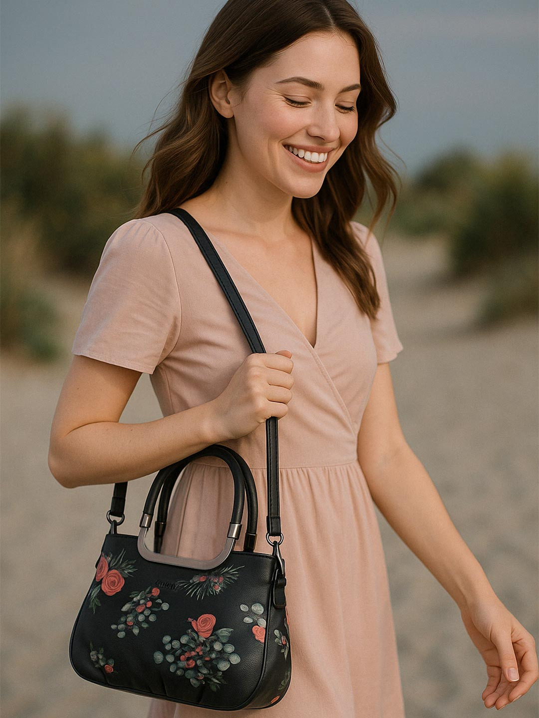 CATCHY Floral Printed Structured Shoulder Bag