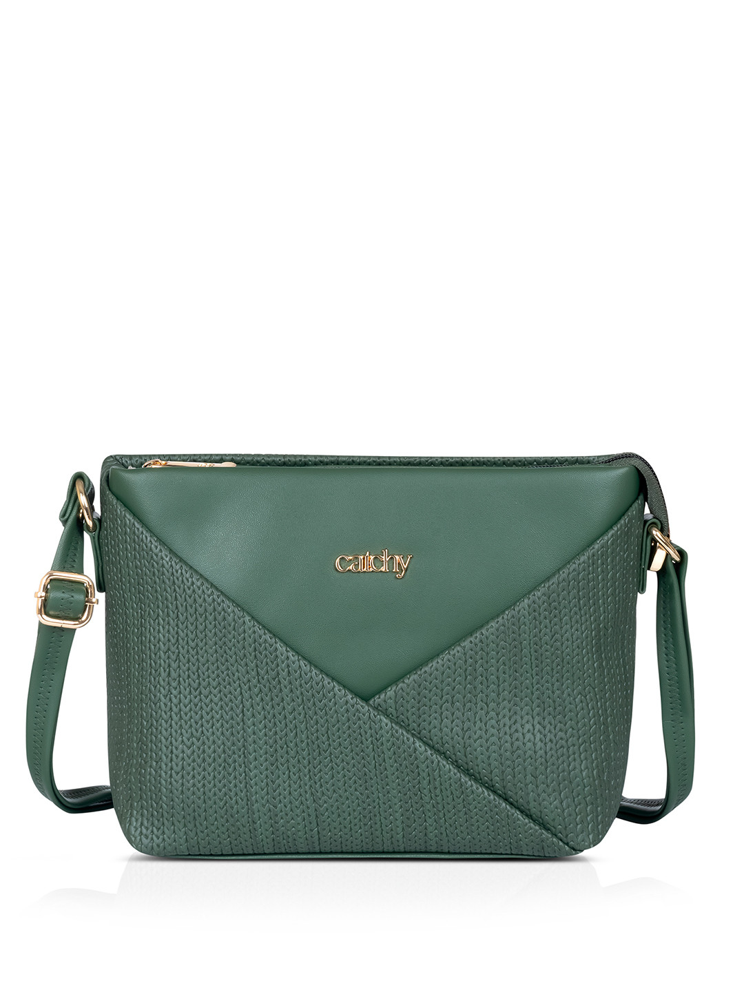 CATCHY Textured Structured Crossbody Bag With Buckle Detail