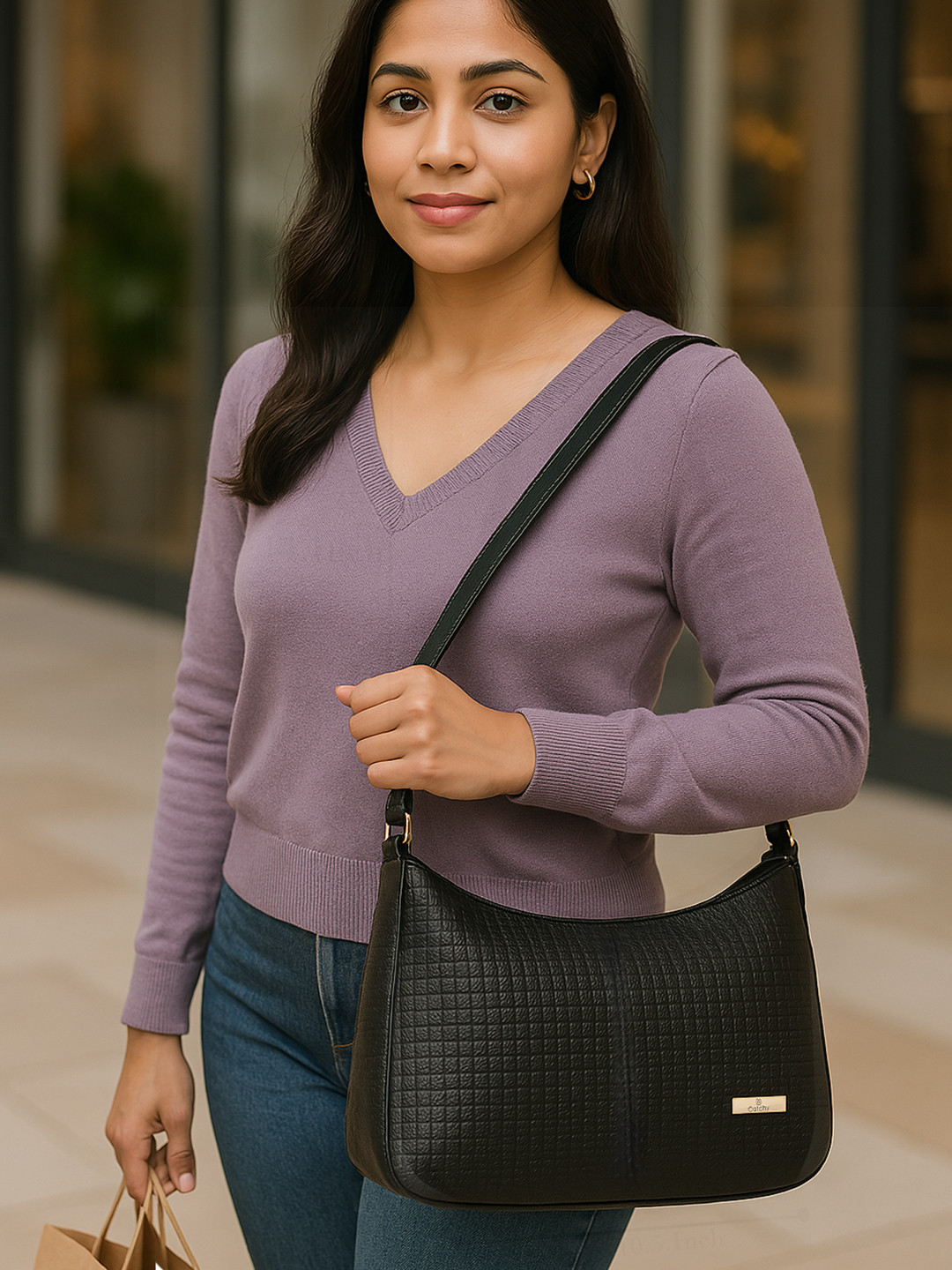 CATCHY PU Structured Handheld Bag with Quilted