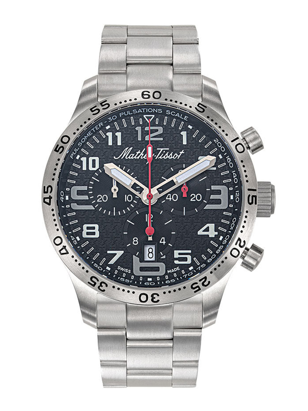 Mathey-Tissot Swiss Made Men Type 21 Titanium Quartz Black Dial Analog Watch H1821CHT1