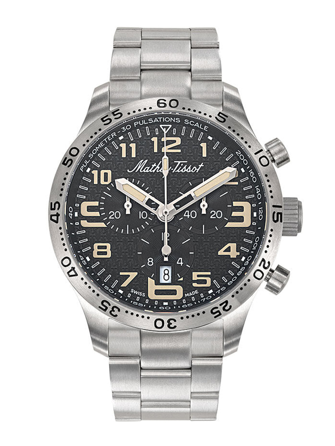 Mathey-Tissot Swiss Made Men Type 21 Titanium Quartz Black Dial Analog Watch H1821CHT3