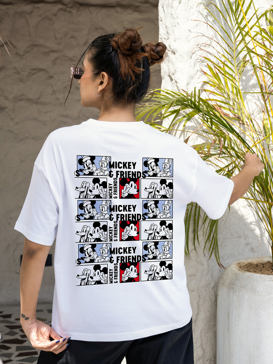 BonOrganik Mickey & Friends Printed Drop-Shoulder Sleeves Cotton Oversized T-shirt