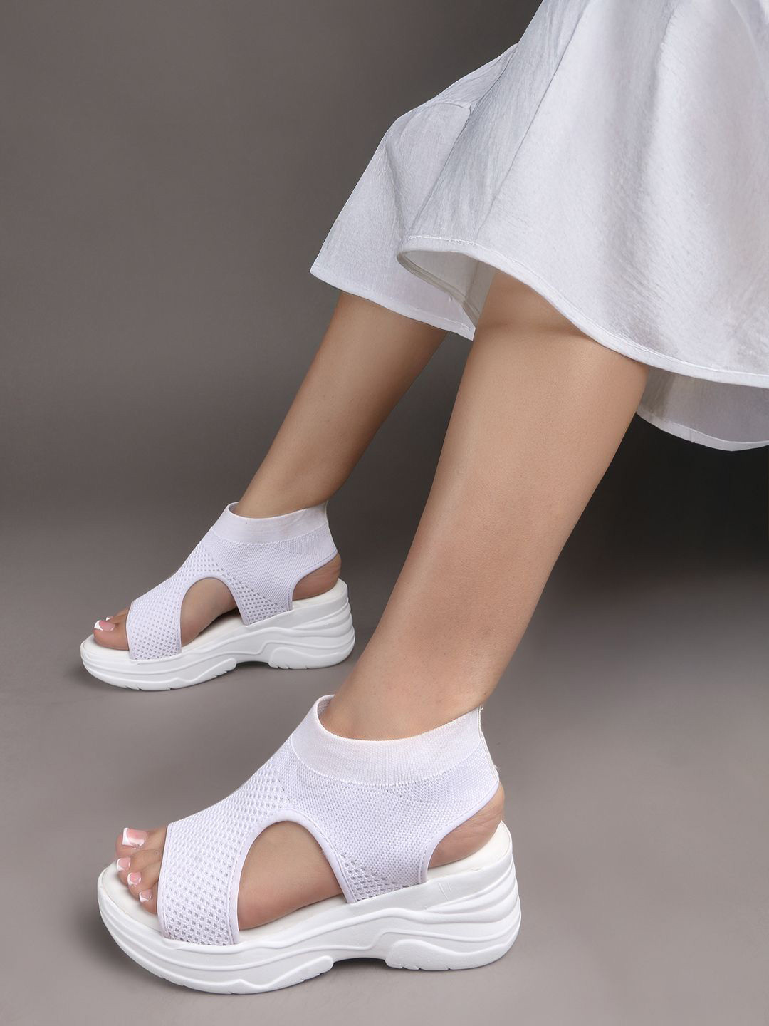 TRYME Women Woven Design Open Toe Platform Heel Sports Sandals