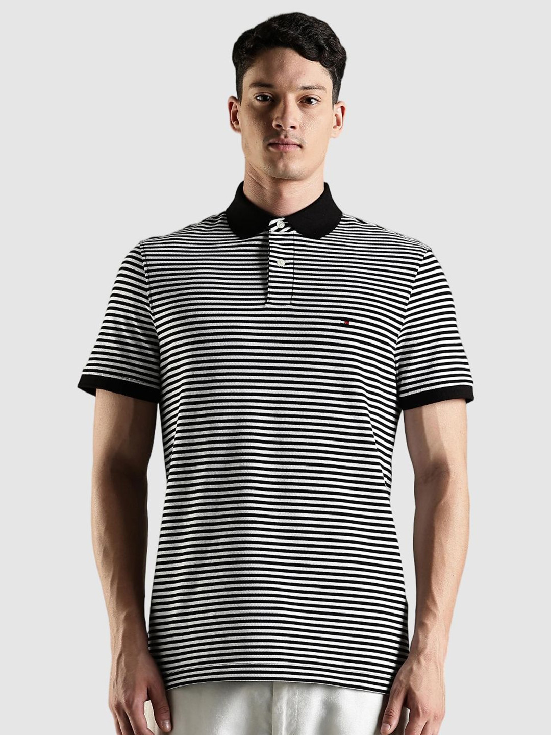 Tommy Hilfiger Men Striped Polo Collar T-shirt