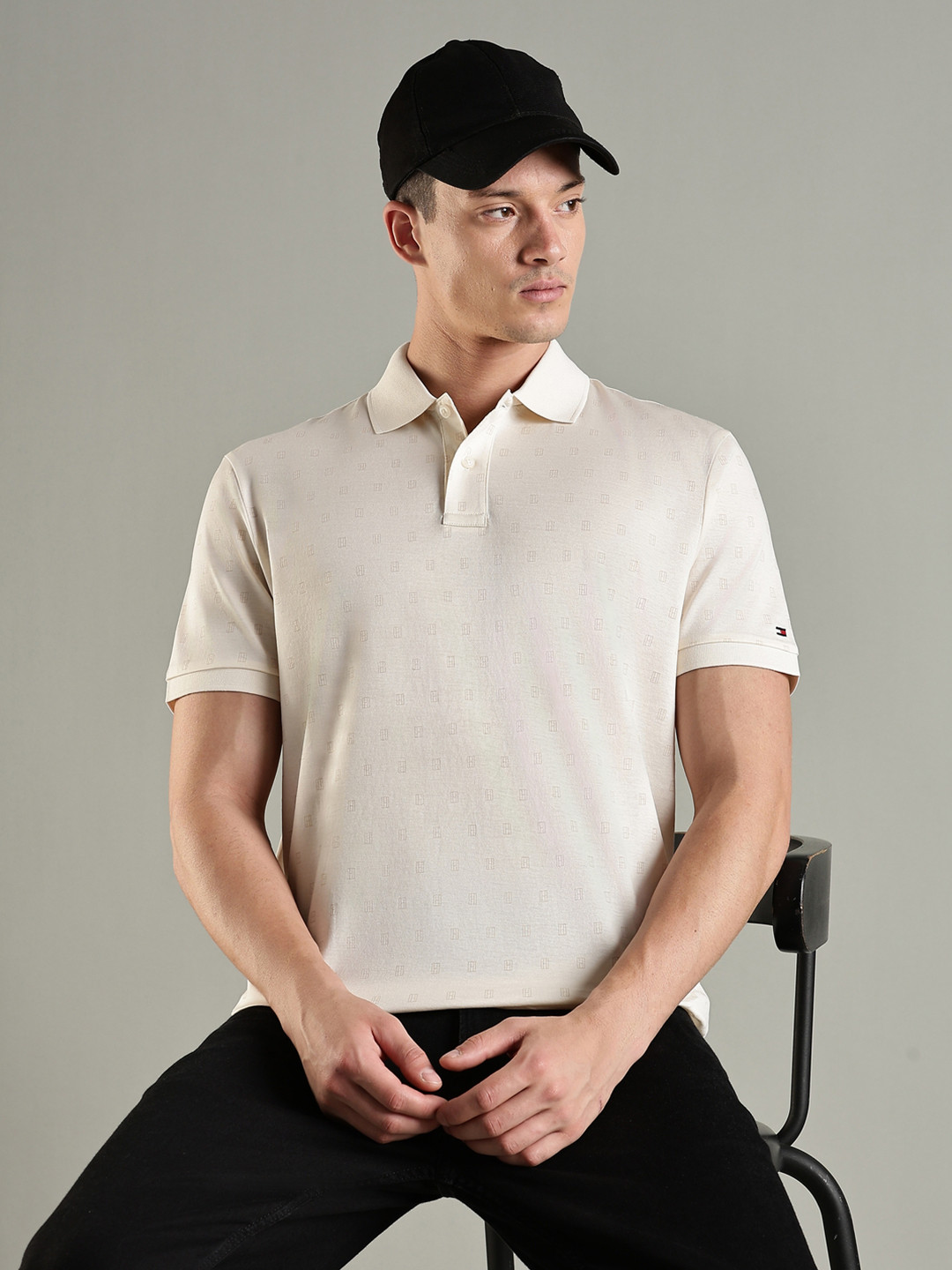Tommy Hilfiger Men Graphic Printed Polo Collar Cotton T-shirt
