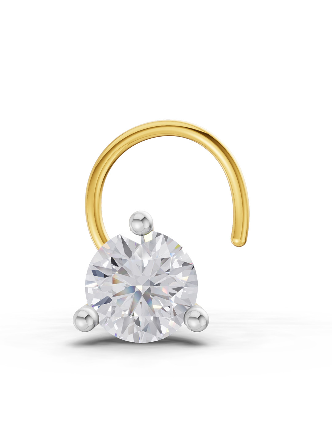 Sparkles Women Lab Grown Diamond 0.07 Ct Round Shape 3 Prong Solitaire Diamond Nose Pin