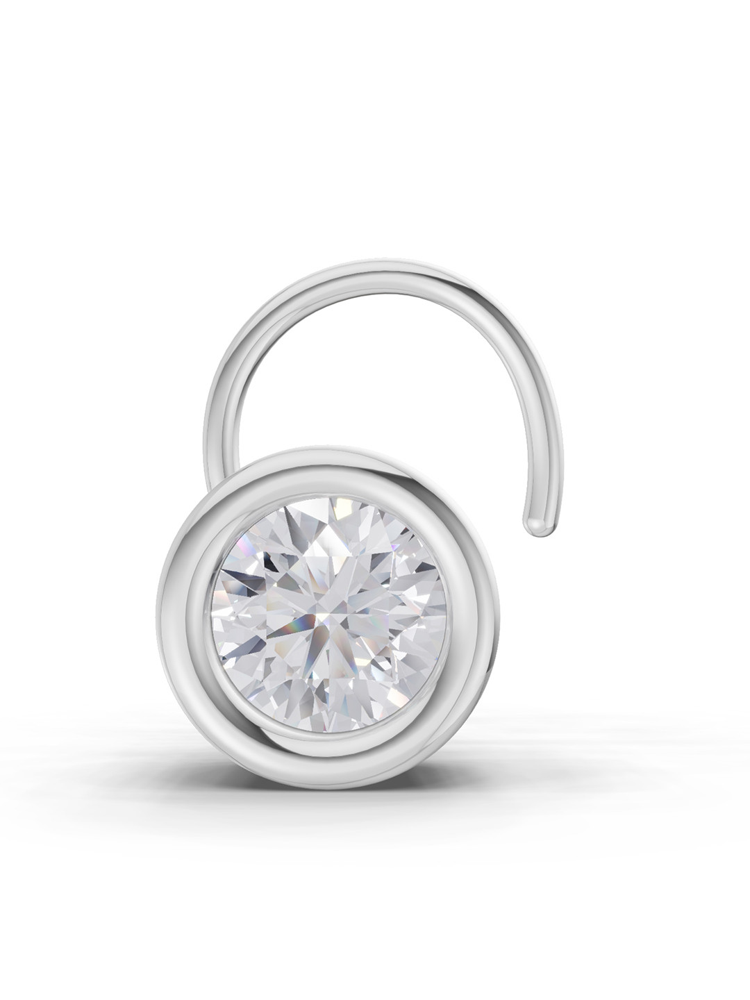 Sparkles 14 Kt Gold Lab Grown Diamond 0.20 CT Bezel Solitaire Nose Pin - 0.48 g