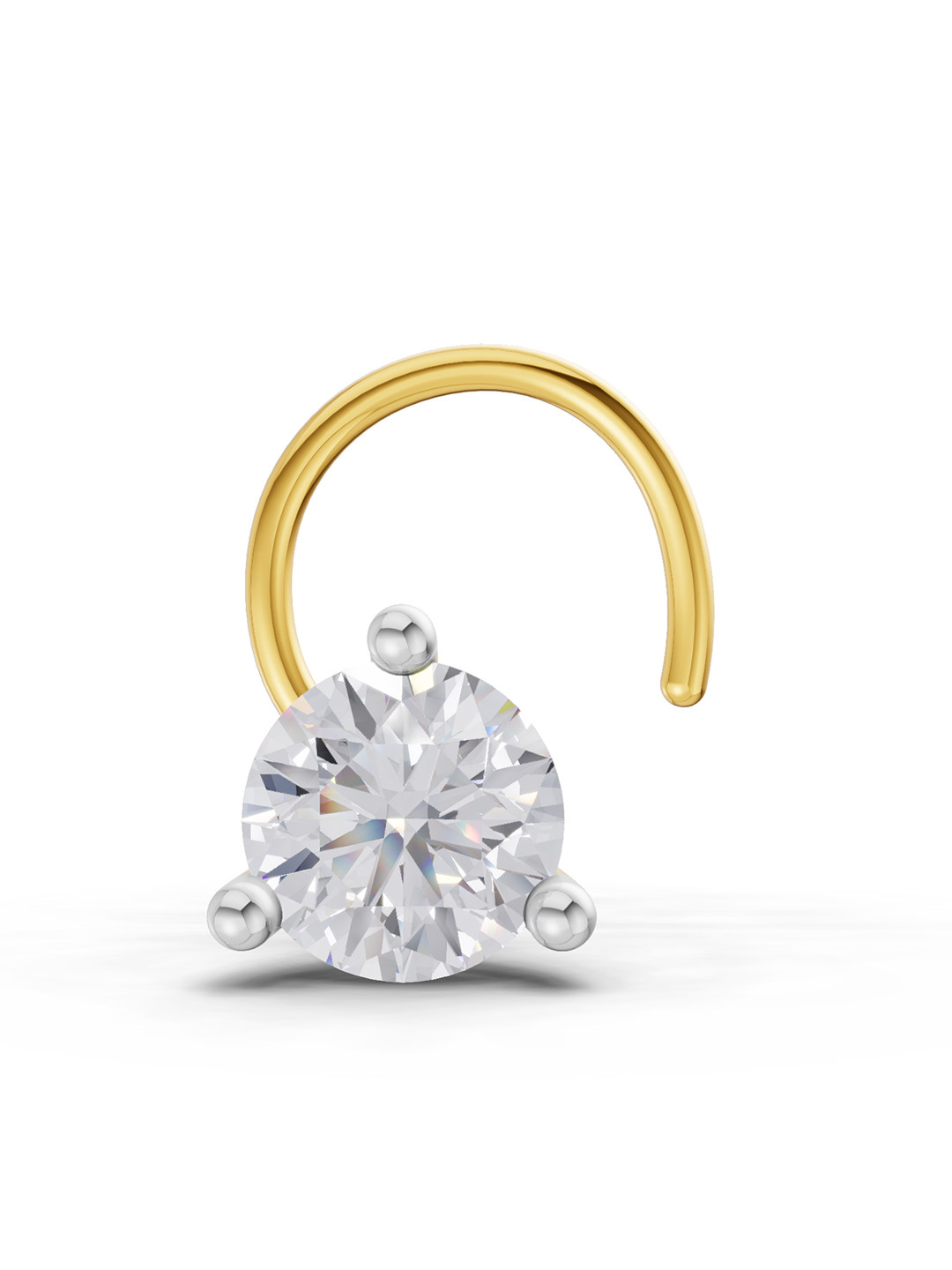 Sparkles Lab Grown Diamond 0.21 Ct Round Shape 3 Prong Solitaire Diamond Nose Pin 14K