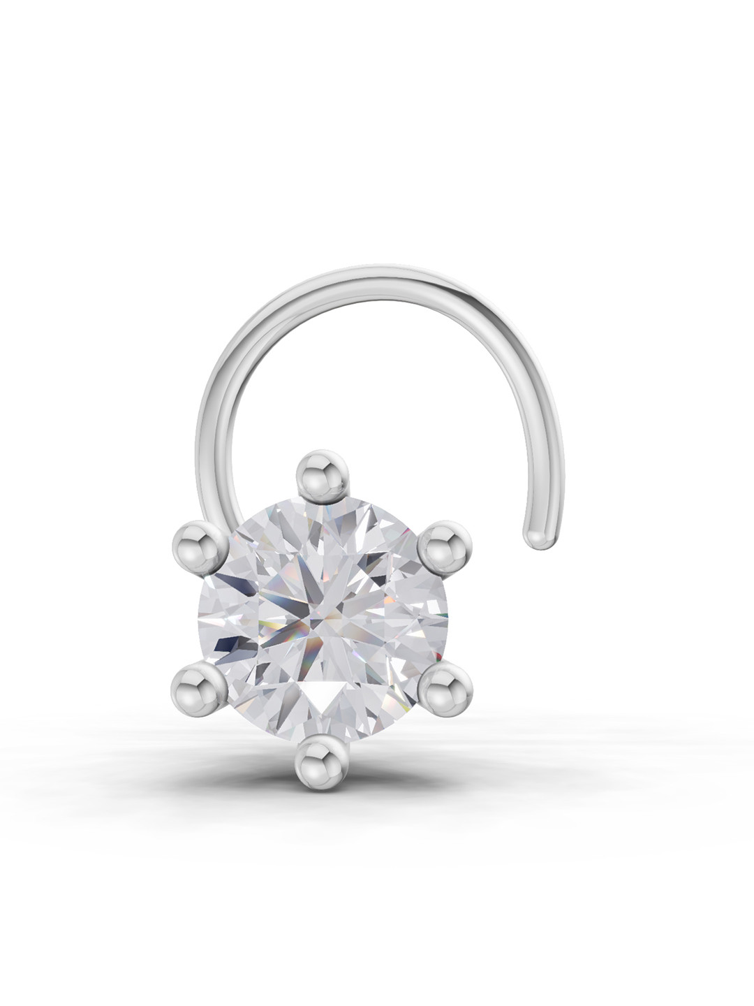 Sparkles 14K Gold Lab & Grown Diamond 0.06 Carat Round Shape 6 Prong Solitaire Nose Pin