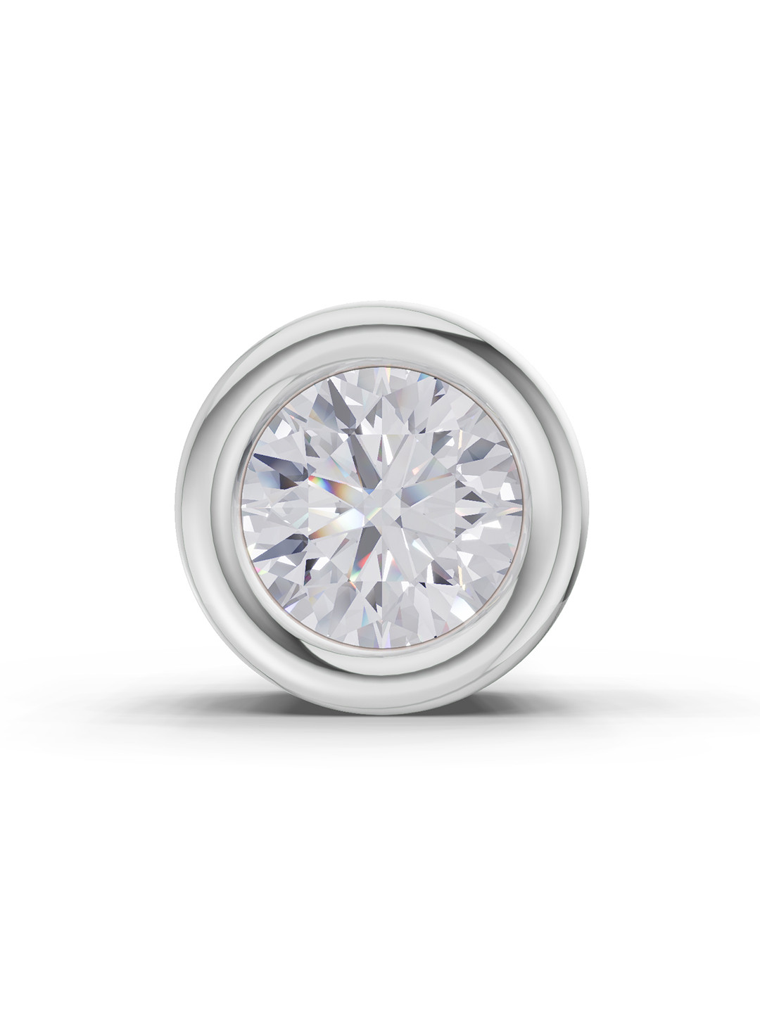 Sparkles 14K White Gold Lab Grown Round Shape Bezel Solitaire Diamond Nosepin 0.20 Carat