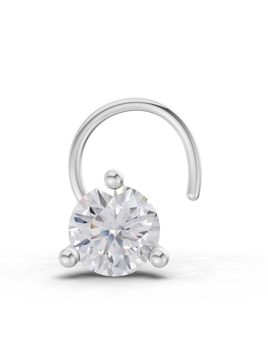 Sparkles Women Diamond 0.08 Kt Round Shape 3 Prong Solitaire 14K Diamond Nosepin