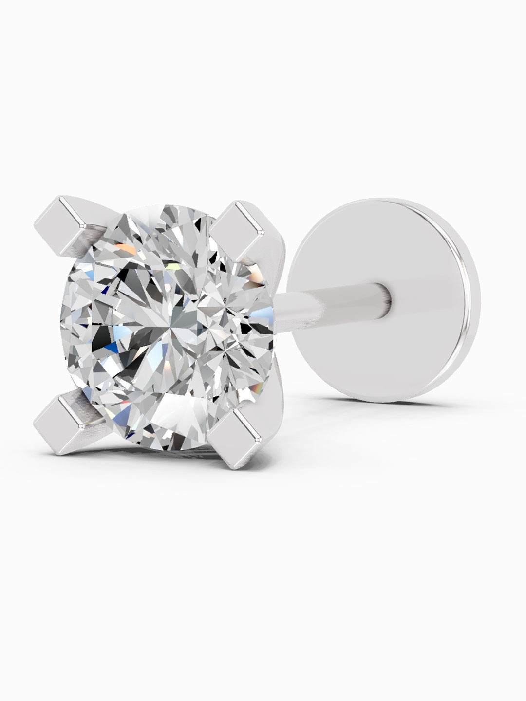 Sparkles Lab Grown Diamond 0.35 Carat Round Shape 4 Prong Solitaire Diamond Nose Pin