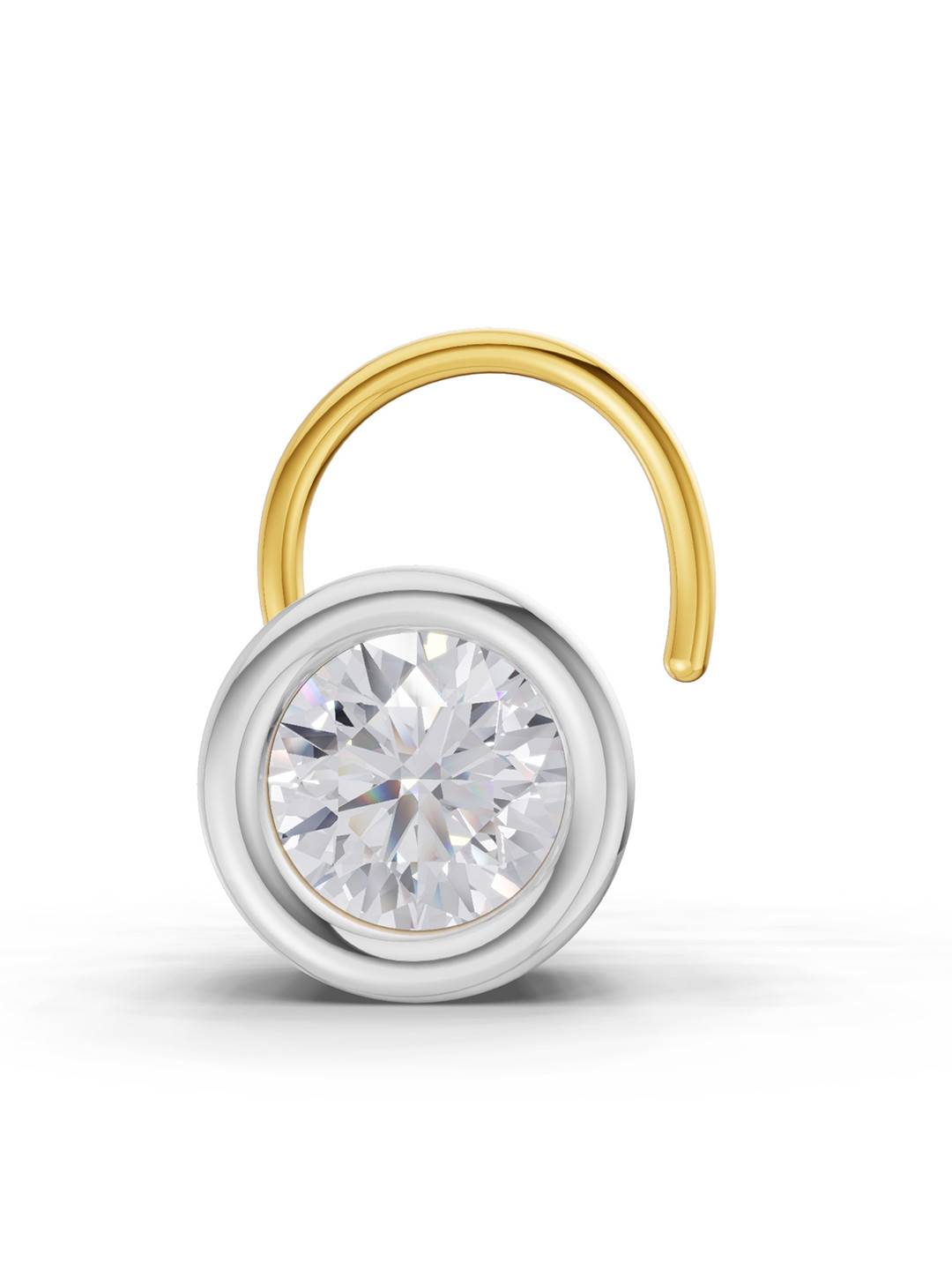 Sparkles 14kt Diamond 0.20 Carat Round Shape Bezel Solitaire Diamond Nose Pin