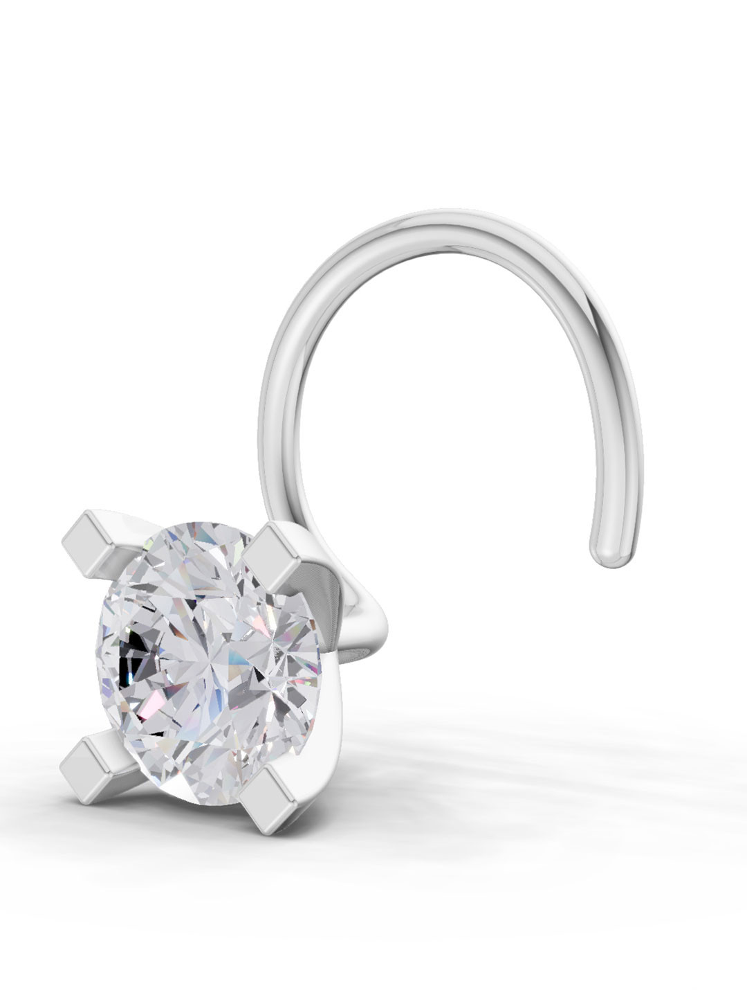 Sparkles 14 Kt Gold Grown Diamond 0.35 CT 4 Prong Solitaire Diamond Nose Pin -0.33 g