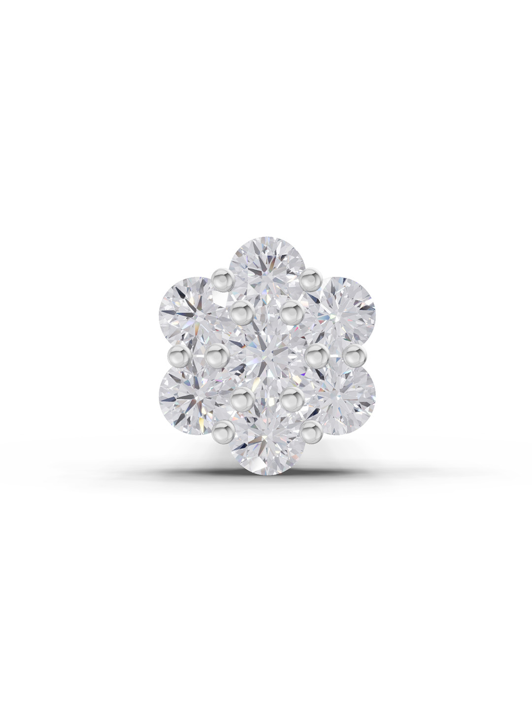 Sparkles Women 14K White Gold Lab Grown Diamond 0.10 Carat Floral Diamond Nose Pin 0.54gm