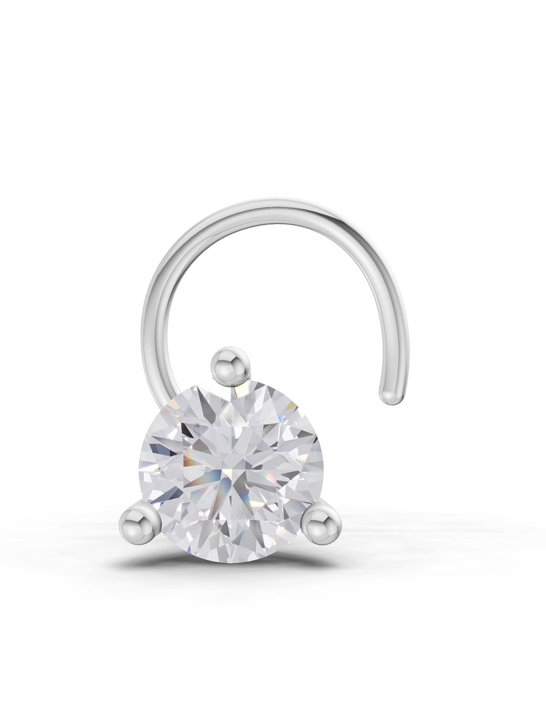 Sparkles Lab Grown Diamond 0.21 Carat Round Shape 3 Prong Solitaire Diamond Nose Pin 14K