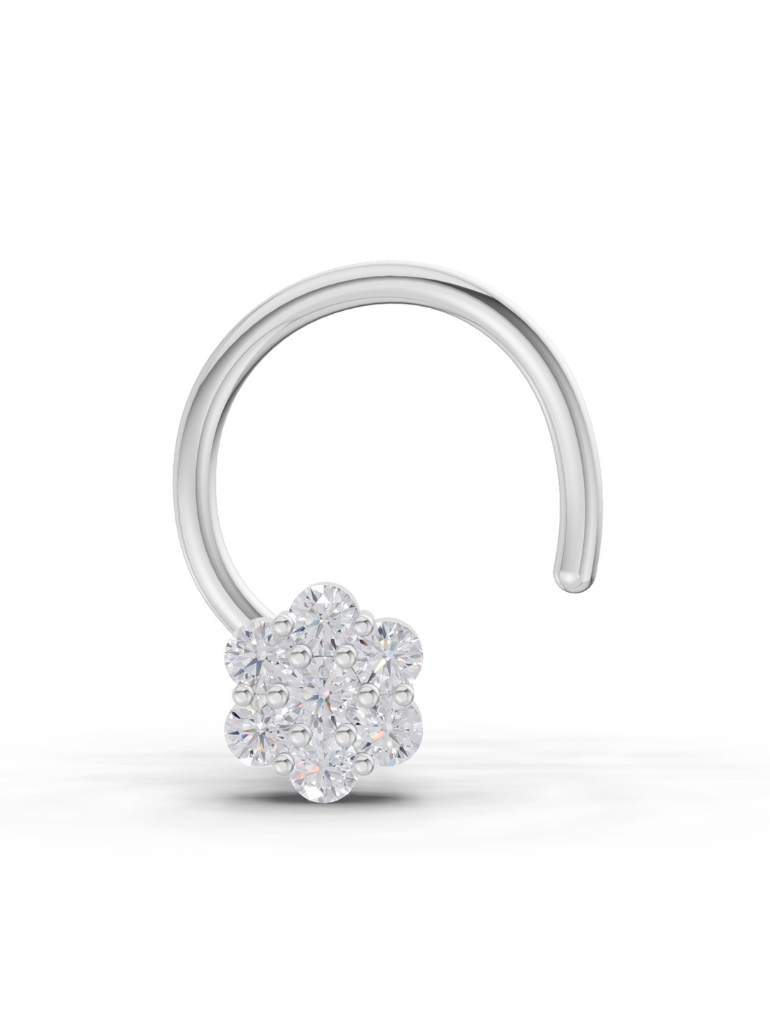 Sparkles Lab Grown Diamond 0.10 Carat Round Shape Floral Diamond Nose Pin 14K