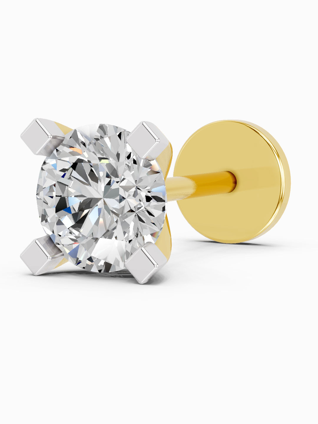 Sparkles Lab Grown Diamond 0.35 Ct Round Shape 4 Prong Solitaire Diamond Nose Pin 14K