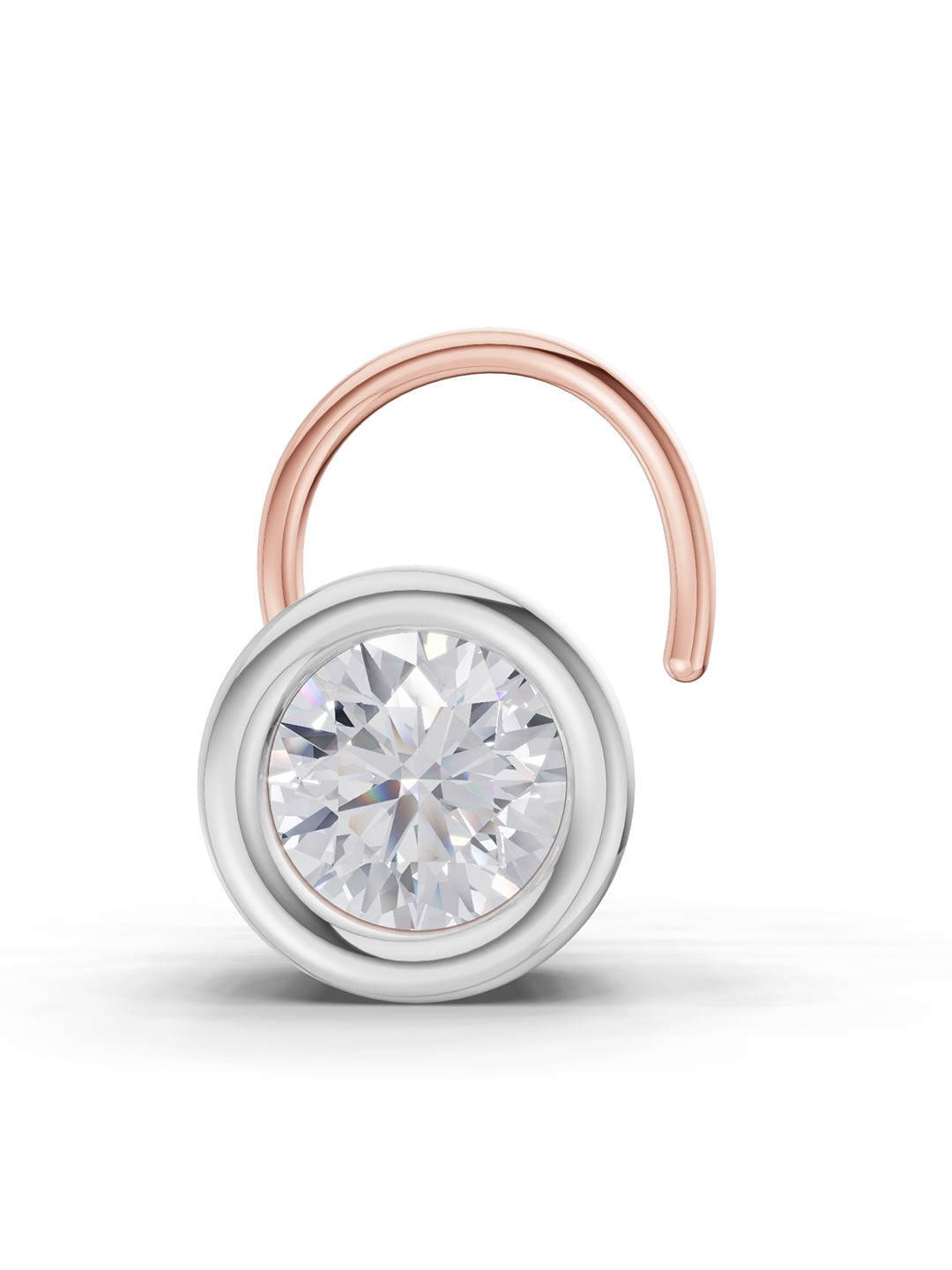 Sparkles Lab Grown Diamond 0.20 Carat Round Shape Bezel Solitaire Diamond Nose Pin 14K