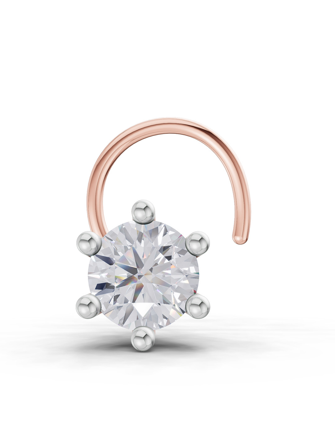 Sparkles Women 14Kt Rose Gold Lab Grown 0.15 CT Diamond Nosepin 0.25 gm