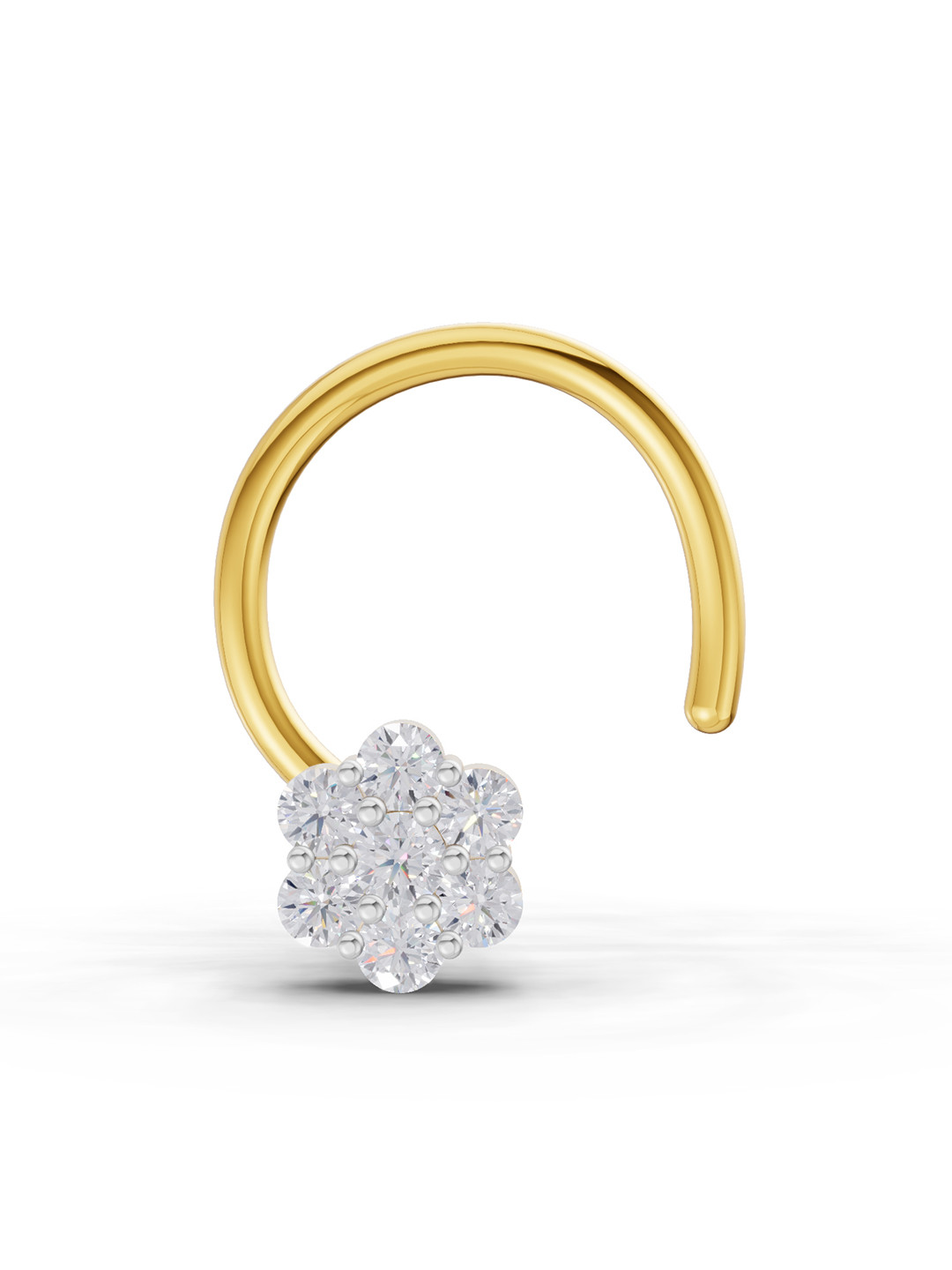 Sparkles Lab Grown Diamond 0.10 Carat Round Shape Floral Diamond Nose Pin 14K