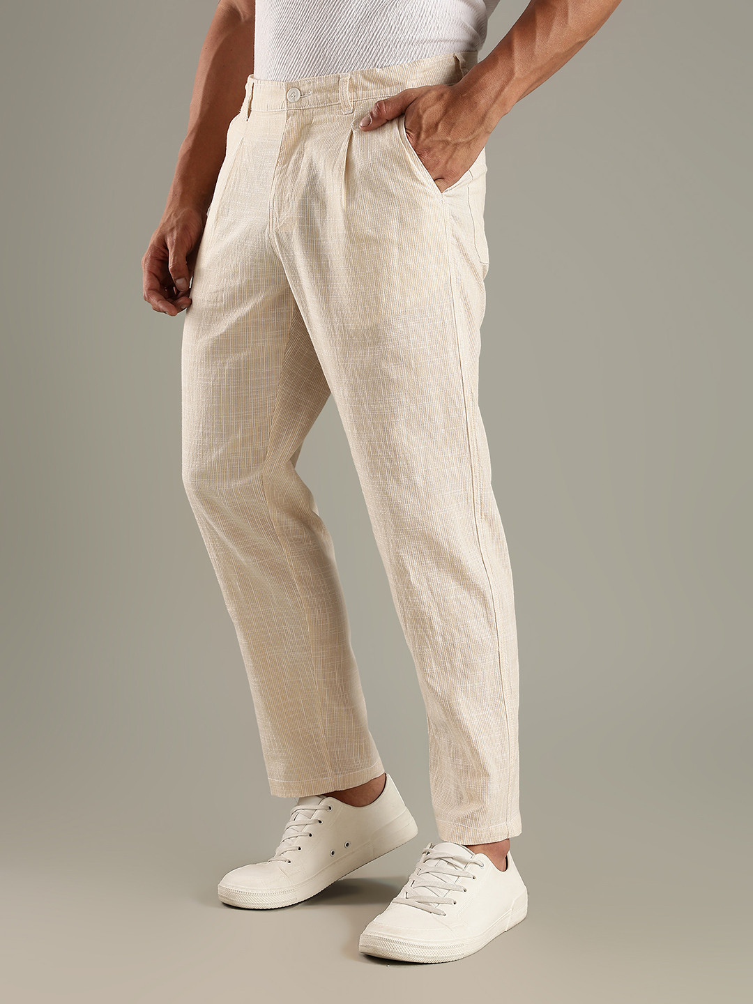 Thomas Scott Men Smart Straight Fit Easy Wash Pleated Trousers