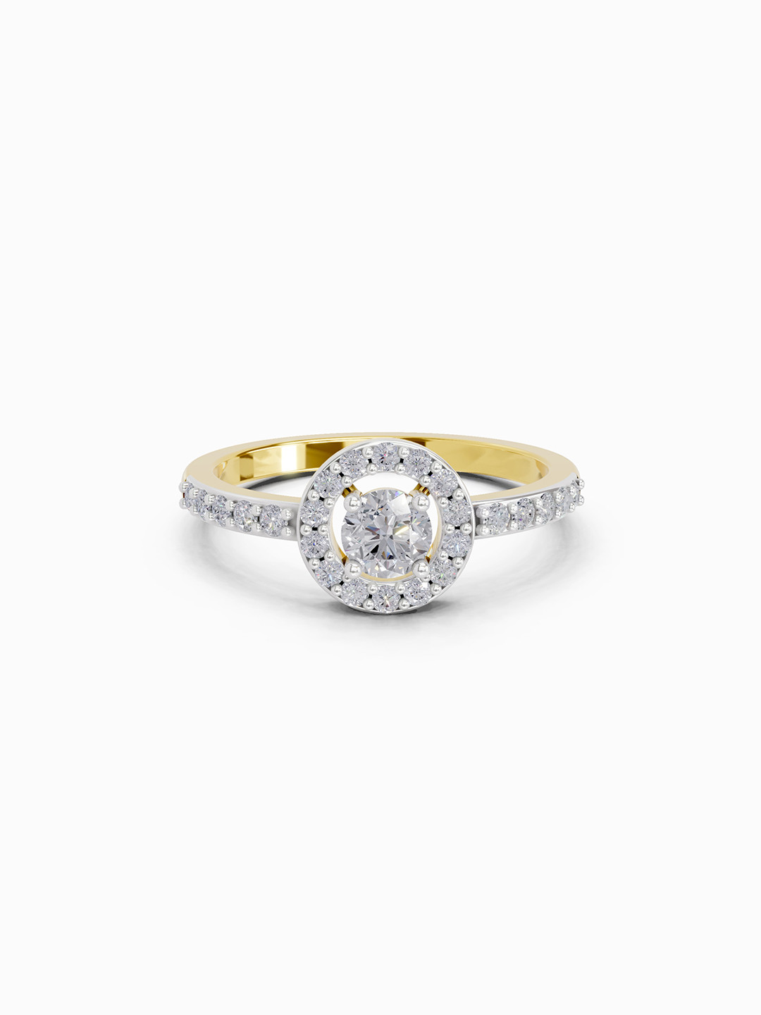 Sparkles Lab Grown Diamond  0.67 Ct Round Shape Halo Diamond Ring 14K Yellow Gold